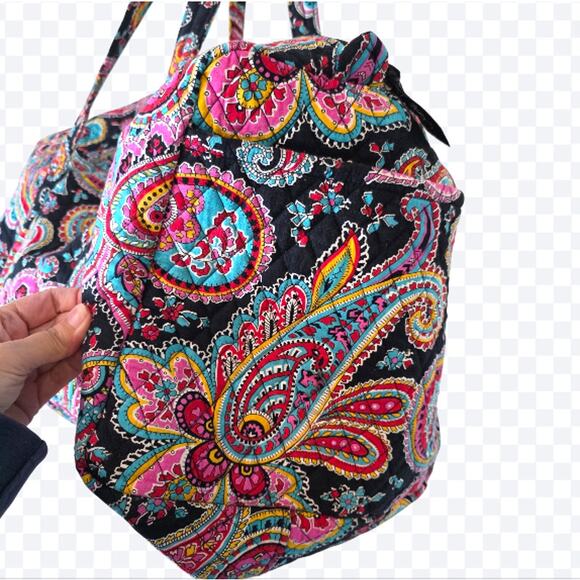 Vera Bradley Colorful Paisley Print Quilted Weekender Duffel Tote Bag - Picture 4 of 8